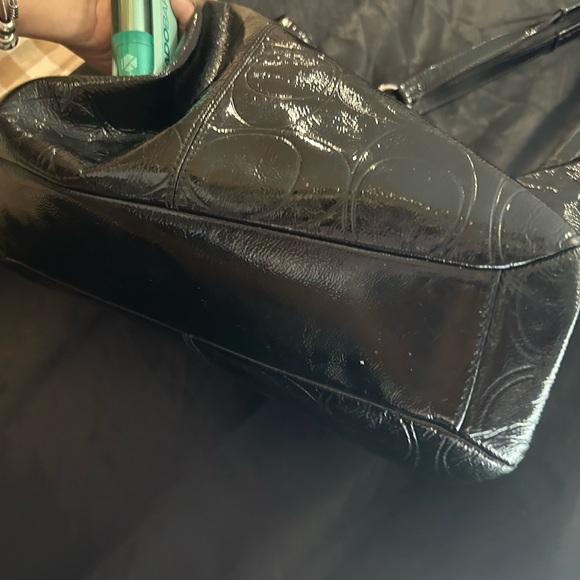 Coach Embossed Black Leather Tote - Picture 4 of 6